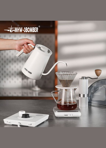 Электрический чайник бариста для кофе Assassin 600 мл White (BK6055W) MHW-3BOMBER (299666174)