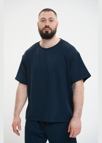 Синий летний комфортный летний комплект в стиле оверсайз с шортами Vakko