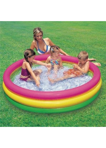 Бассейн Intex Радуга 3 кольца для детей от 3 лет надувной игровой центр 136л. ProDobro (367097856)