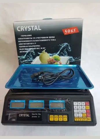 Ваги торговельні електронні настільні з калькулятором до 50 кг 6 Вт Black Crystal (313110045)