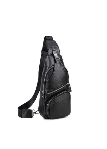 Мужская кожаная нагрудная сумка-слинг с карабином Qvant 5026 - Черная Tiding Слінг (366889790)