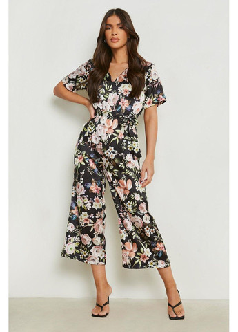 Комбинезон Boohoo цветочный чёрный