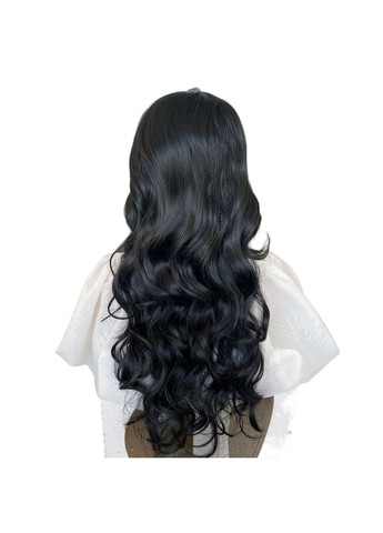 Парик женский волнистый с пробором без челки черный 70см из термоволокна No Brand 7812 (296264625)