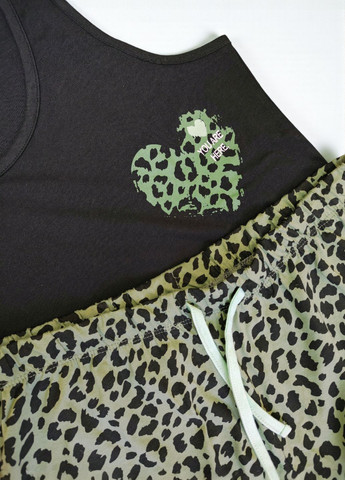 Чорна всесезон піжама жіноча бавовняна shortama sleeveless майка + шорти FS