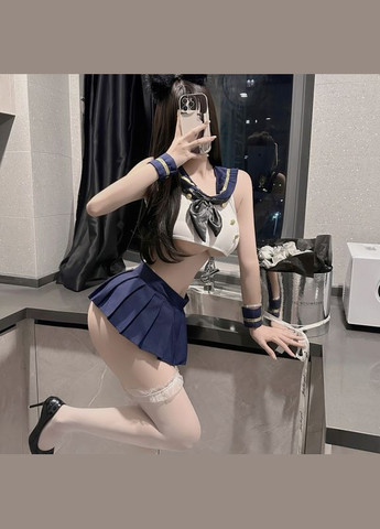 Синий соблазнительный эротический игровой костюм школьницы сексуальное бельё No Brand