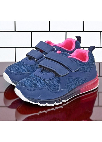 Синій осінні ортопедичні текстильні кросівки на липучках для дівчинки CSCK.S