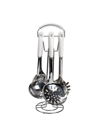 Набор кухонных принадлежностей 6 штук с керамической ручкой на подставке, хром Yiwu (328603748)