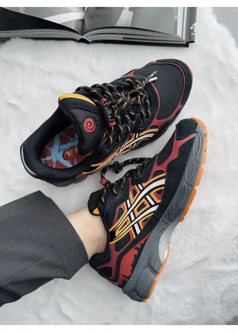 Чорні літні кросівки asics gel-nyc x naruto shippuden black/orange/red асікс гель нюк No Brand