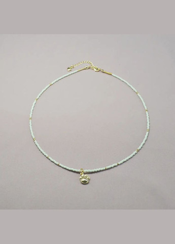 Чокер мятный бисер с подвеской "Лапка", фур-ра гипоаллергенный сплав цвета золото d-2мм+- L-40-45см No Brand латунь золото (300533062)