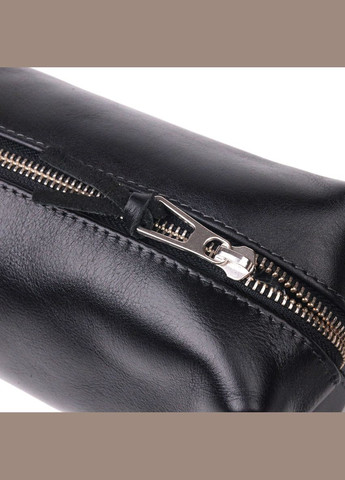 Косметичка середнього розміру з гладкої шкіри на блискавці Україна 16764 Чорна Grande Pelle (298571375)