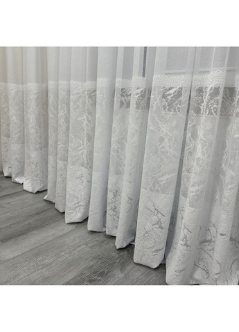 Красивый тюль белого цвета размер 500х270 см. Качественный жаккардовый тюль с рисунком No Brand (331020760)