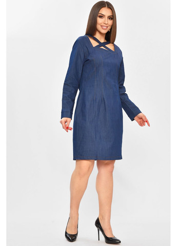 Темно-синя повсякденний сукня жіноча однотонна темно-синього кольору з баскою Let's Shop однотонна
