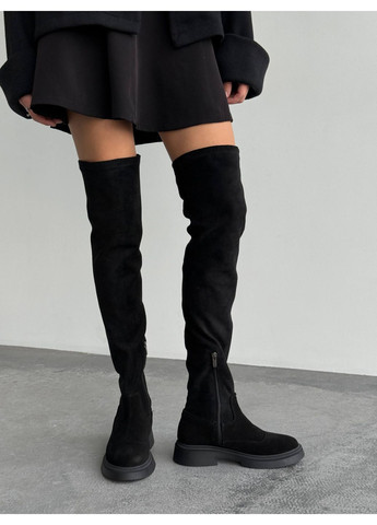 Черные осенние ботфорты зимние No Brand