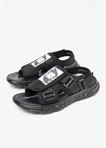 Черные кэжуал сандали подростковые для мальчика черного цвета Let's Shop на липучке