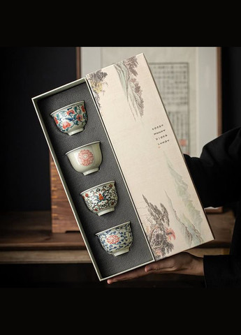 Набір керамічних піал 100мл. Антикваріат 4 шт (R-1101nice-VS) No Brand (303349006)