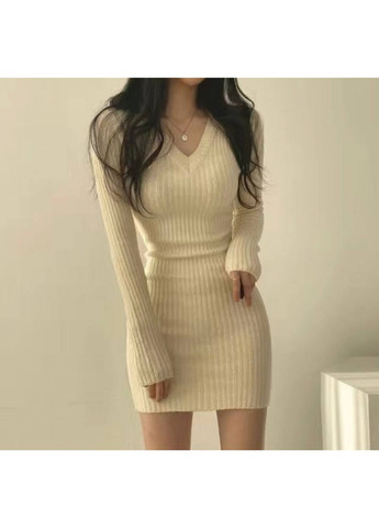 Молочна повсякденний, кежуал стильна жіноча сукня міні в рубчик Україна