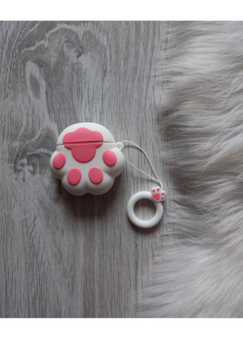 Чохол для навушників AirPods 1, 2 Лапка біла + брелок силіконовий Trends Airpods 1/2 (360897048)