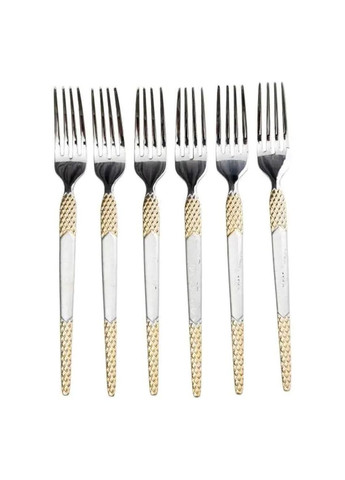Набор десертных вилок 6 штук вилки десертные из нержавеющей стали 15.5 см Серебро с золотом HP-20-40 Yiwu (369142670)