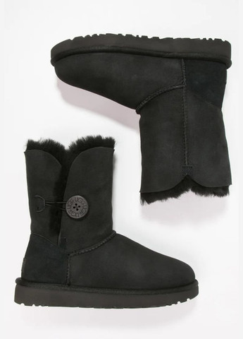 УГГ Середні Чорні Замшеві з Гудзиком Medium Black Suede Button UGG (314858465)