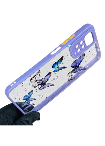 Чохол для Redmi Note 11 4G з блискітками з метеликами на сяомі редмі нот 11 4г бузковий Xiaomi (366386212)