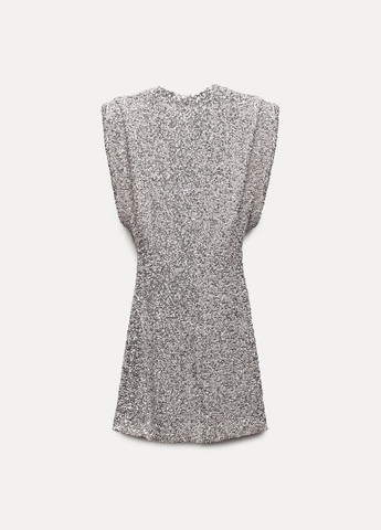 Серебряное вечернее платье Zara однотонное