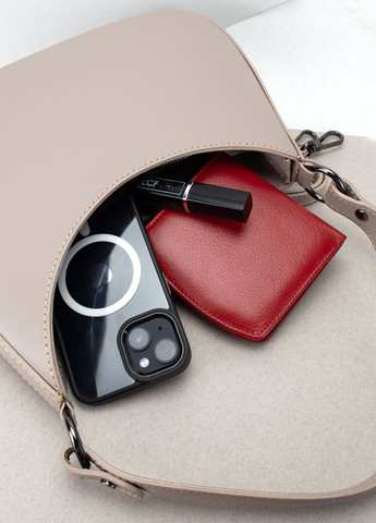 Сумка женская кожаная маленькая полумесяц 03315 пудровая Virginia Conti (300303770)