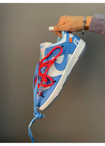 Белые демисезонные кроссовки мужские nike sb dunk x off white blue white найк сб данк No Brand