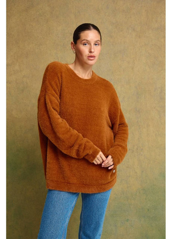 Рудий демісезонний жіночий светр оверсайз з альпаки MonCher