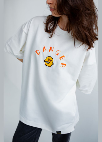 Оверсайз футболка с вышивкой уточки молочная nadiupishou (337990771)