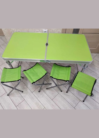 Складаний стіл для пікніка посилений + 4 стільці Зелений No Brand (294721493)