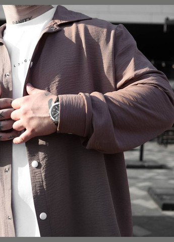 Темно-бежевый летний костюм: брюки и рубашка из легкого дышащего материала с рубашкой, брючный Україна