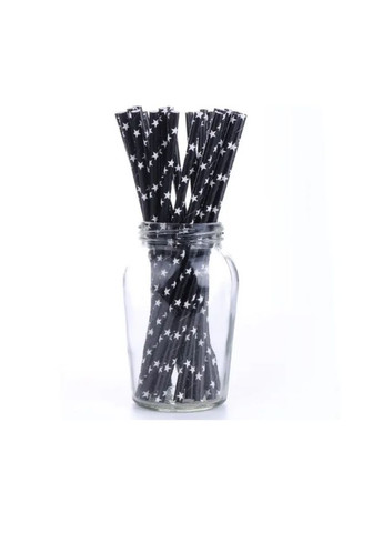 Коктейльні трубочки з принтом зірочок 25 штук 20 см чорно-білий Jannet трубочка (333969027)