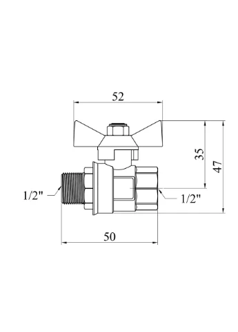 Кран шаровой 1/2" ВЗ PN30 бабочка, никелированный STA (393539868)