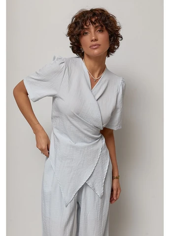 Однотонний костюм з блузи на запах та широких штанів Lurex (398320550)