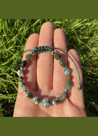 Комплект Чокер+Браслет натуральный Моховый Агат, Пренит, Опал дендрит фур-ра гип-ный сплав цвет серебро No Brand Чокер + браслет (316091292)