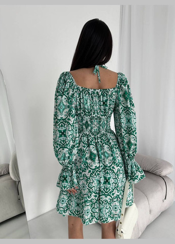 Зеленое кэжуал женское платье софт No Brand с рисунком