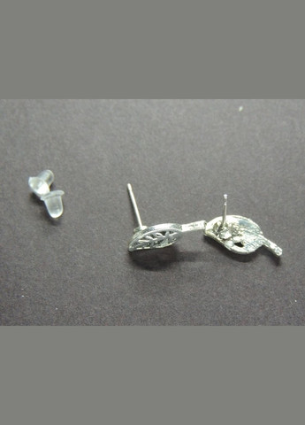 Серьги серьгигвоздики (пусеты) Березовый листочек серебристый Liresmina Jewelry (285110966)