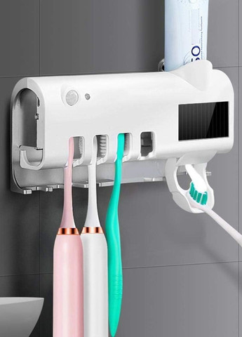 Дозатор для зубної пасти диспенсер тримач для щіток з автоматичним ультрафіолетовим стерилізатором 3в1 з зарядкою від USB Україна (362272077)