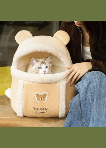 Рюкзак-переноска для кішок 2308SXMJ2582HA12 Ведмедик Yellow утеплений з кишенею для рук 4 шт. Lesko (356500315)