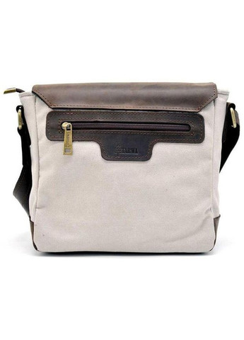 Сумка чоловіча планшет з натуральної шкіри та текстилю для телефону та документів через плече для подорожей Сірий 40813 TARWA (367164773)