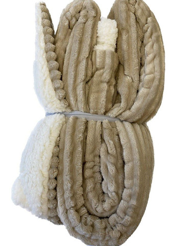 Покривало плюшеве осінь/зима двостороннє шарпей 230*200 бежевий/білий No Brand (315396883)