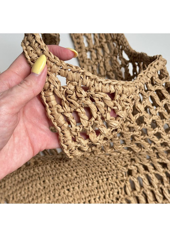 Темно-бежева сумка-авоська з целюлози, в’язана гачком - легка, містка і стильна для літнього відпочинку B&S (368827064)