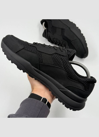 Чорні Літні чоловічі літні кросівки lux чорні, натуральна шкіра з сіткою Kindzer 2211