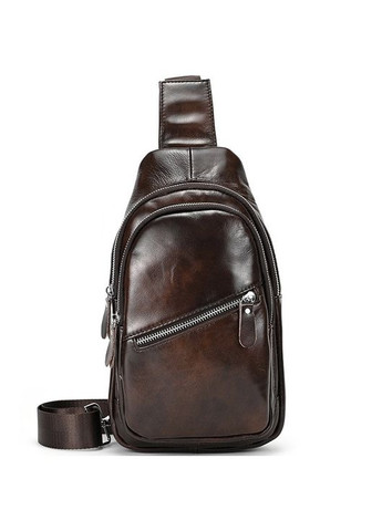 Чоловічий шкіряний слінг на одне плече сумка-слінг коричнева 62867 Tiding Bag (359380719)