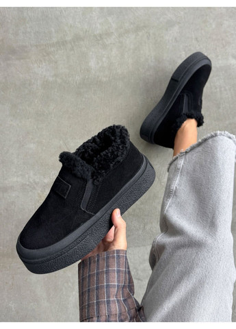 Зимові лофери з хутром, зимові черевики чорні, чорні черевики зимові замшеві код 26236 Hengji (370011885)
