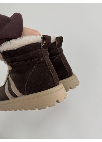 Зимние стильные женские ботинки No Brand без декора из натуральной замши