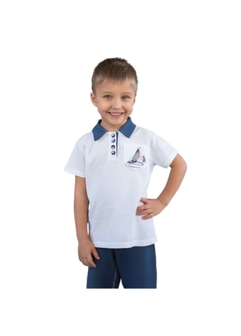 Біла футболка поло для хлопчиків модний карапуз Trendy Tot 03-00508_000000001