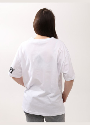Белая летняя женская футболка белая широкая большой размер с коротким рукавом Whitney Вільна