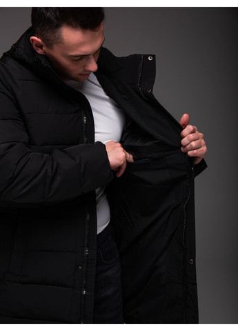 Чорна куртка чоловіча подовжена зимова . парка чоловіча No Brand