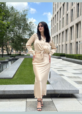 Бежева жіноча спідниця довга з шовку армані капучино Maybel